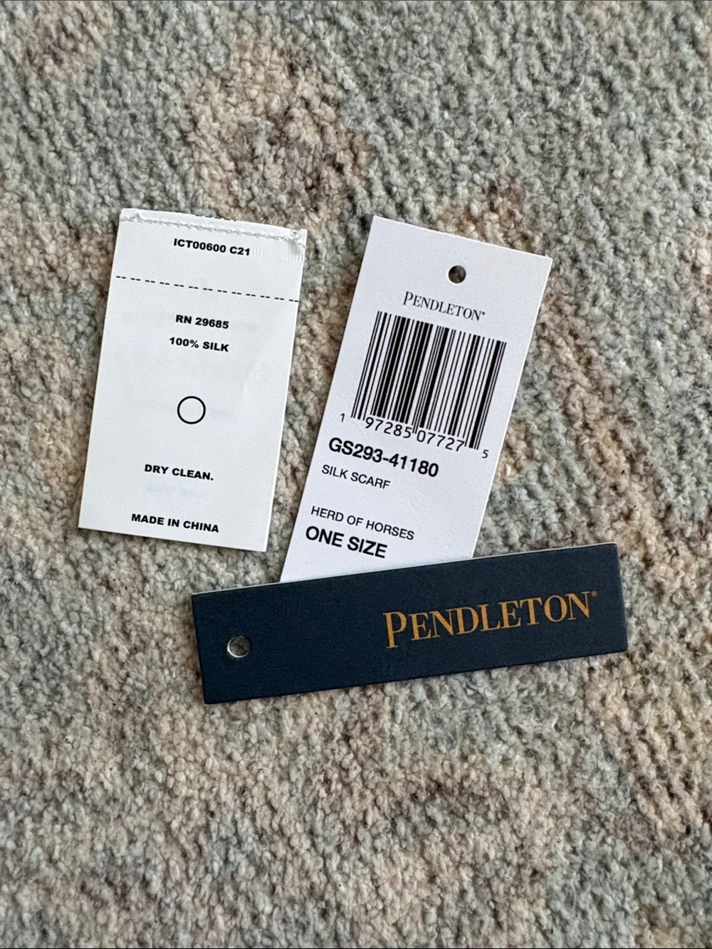 Pendleton Rust Horse Print Silk Scarf with Black & Brown Accents